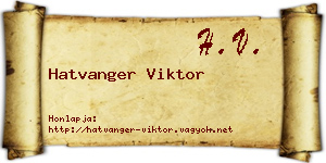 Hatvanger Viktor névjegykártya
